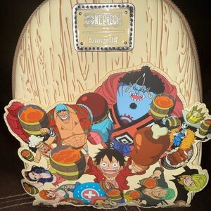 Loungefly One Piece Mini Backpack - Cream with Multi-Color Character Art